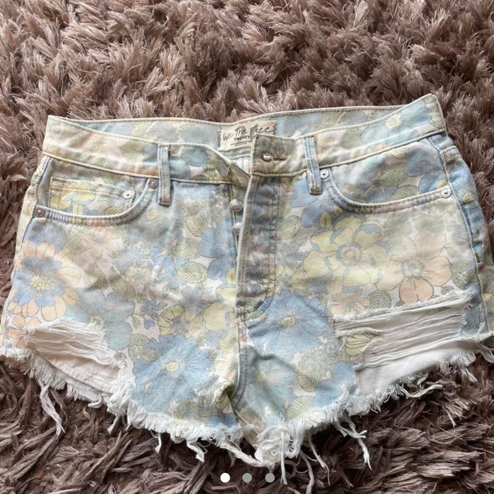 free people flower jean shorts